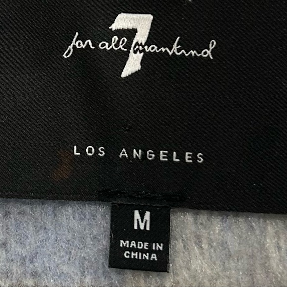 7 For All Mankind Blue and Tan Plaid Teddy Jacket - Picture 3 of 3